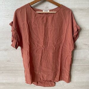 KATESUN (Italian Brand) Burnt Orange / Bronze Short Sleeve Open Back Viscose Top